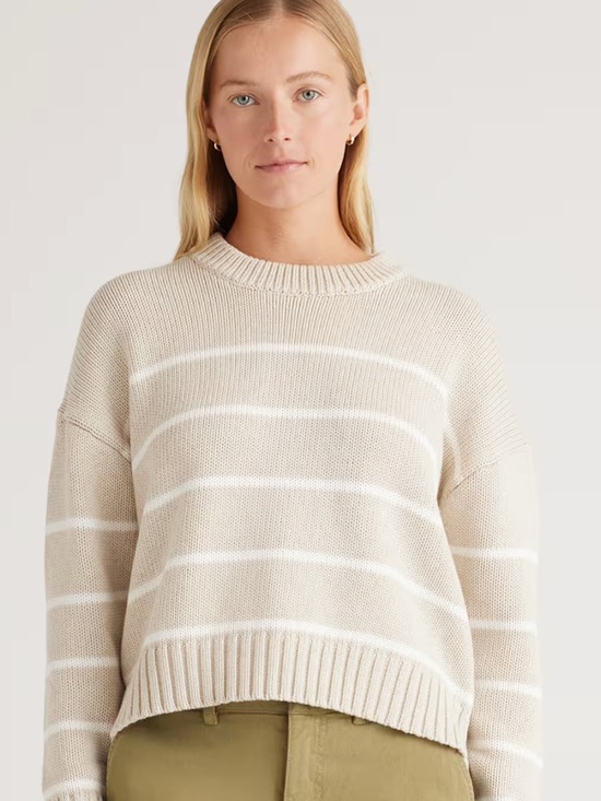 Sweaters - Quince 100% Organic Cotton Striped Crew Sweater